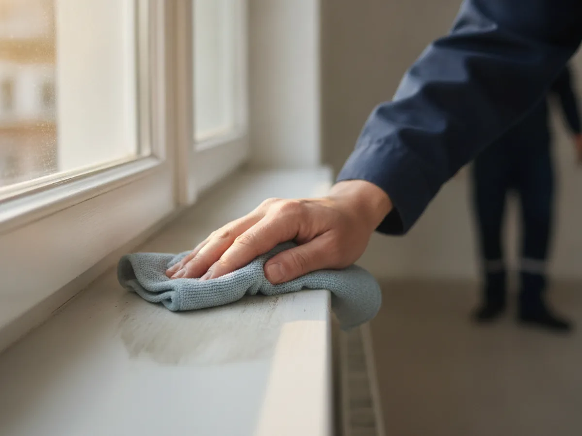 Reinigung von Fensterrahmen und Fensterbank